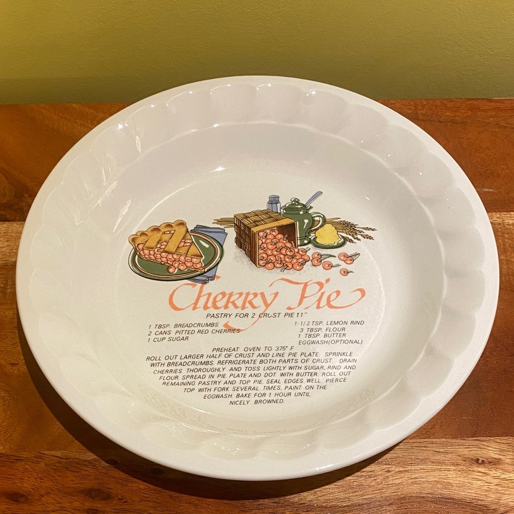 Vintage Recipe Cherry Pie Plate